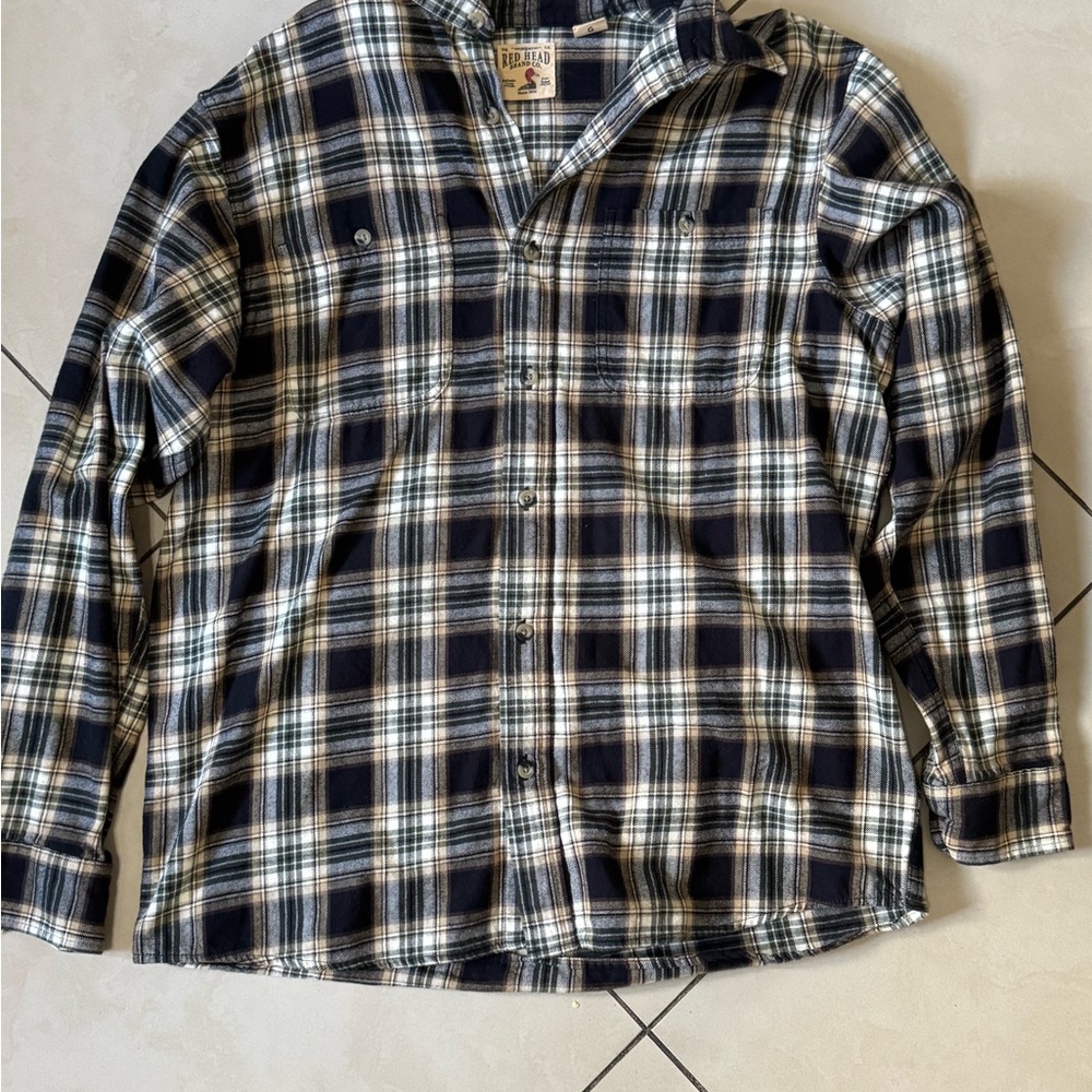 RedHead Navy and Cream Plaid Button Down Shirt